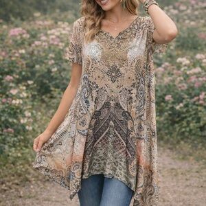 Bohemian Paisley Print Women Top